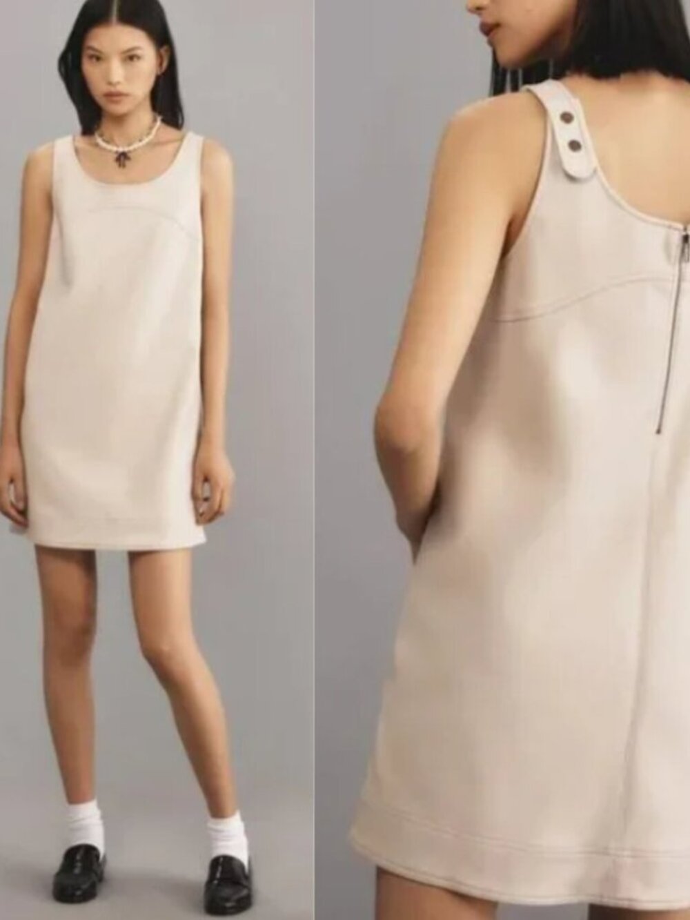 Pilcro Sleeveless Shift Dress in Light Taupe